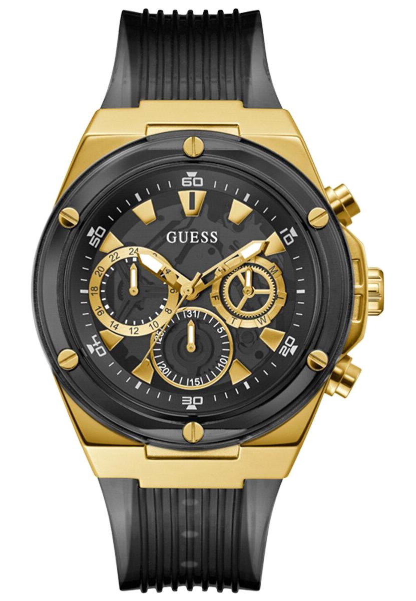 Guess GUGW0425G1 Pusulalı Takvimli Siyah Silikon Kordon Analog Erkek Kol Saati