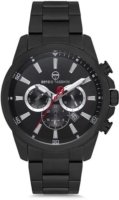 Sergio Tacchini ST.1.10069.3 Takvimli 42 mm Siyah Çelik Kordon Analog Kol Saati
