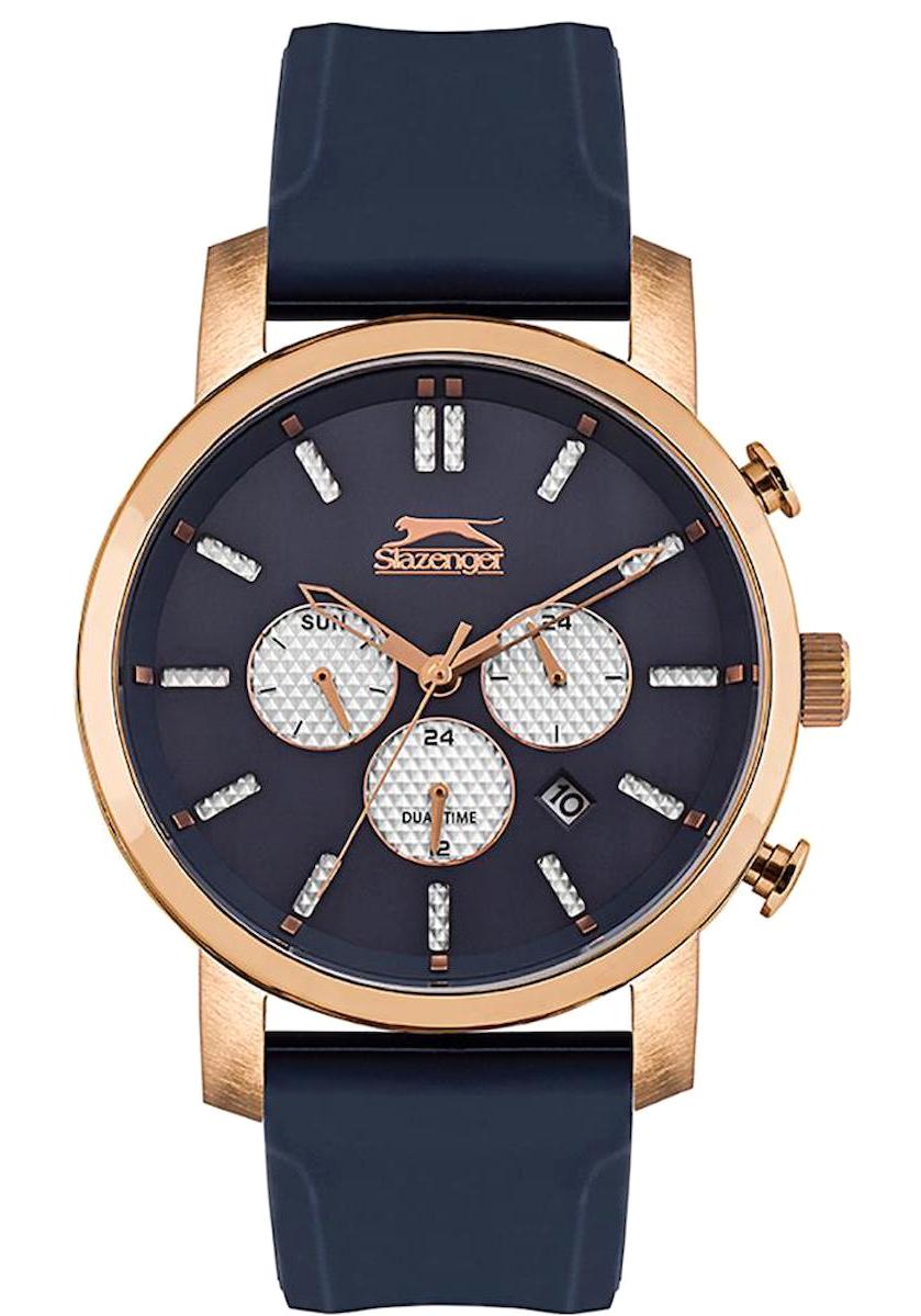 Slazenger SL.09.1829.2.04 Takvimli 43 mm Lacivert Silikon Kordon Analog Erkek Kol Saati