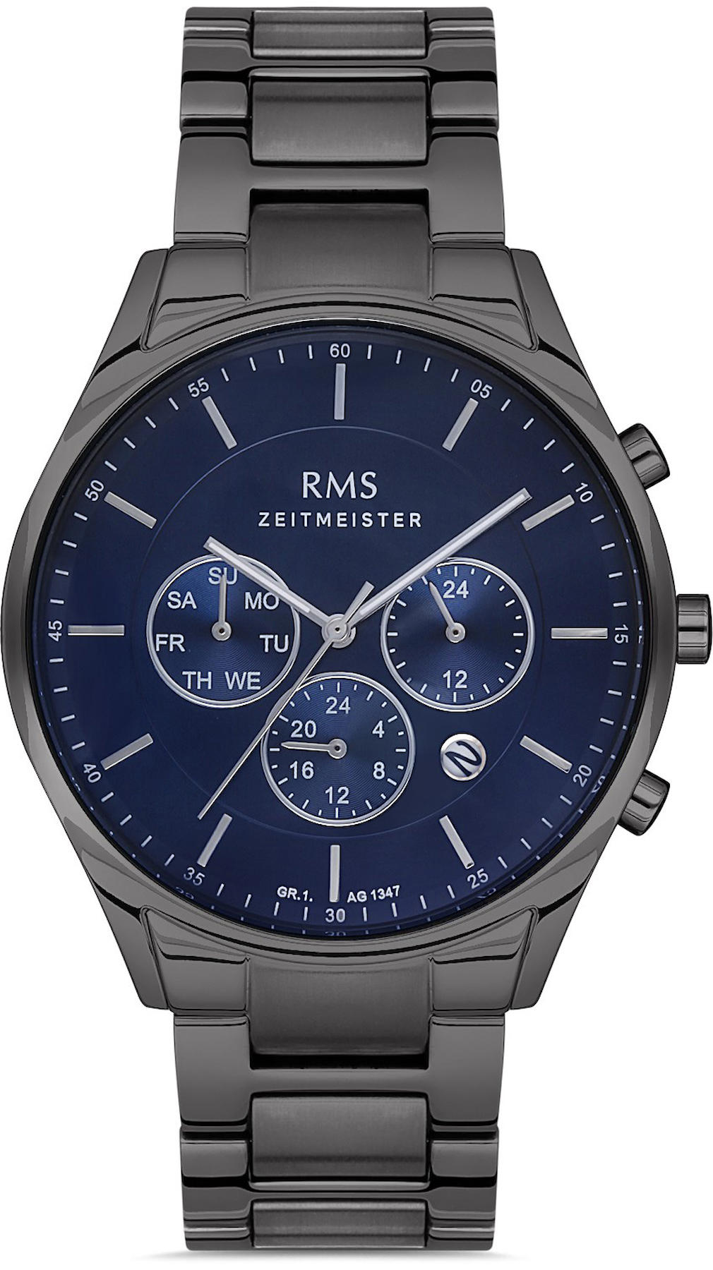Romanson GR.1.AG1347.09 Takvimli 42 mm Füme Çelik Kordon Analog Kol Saati