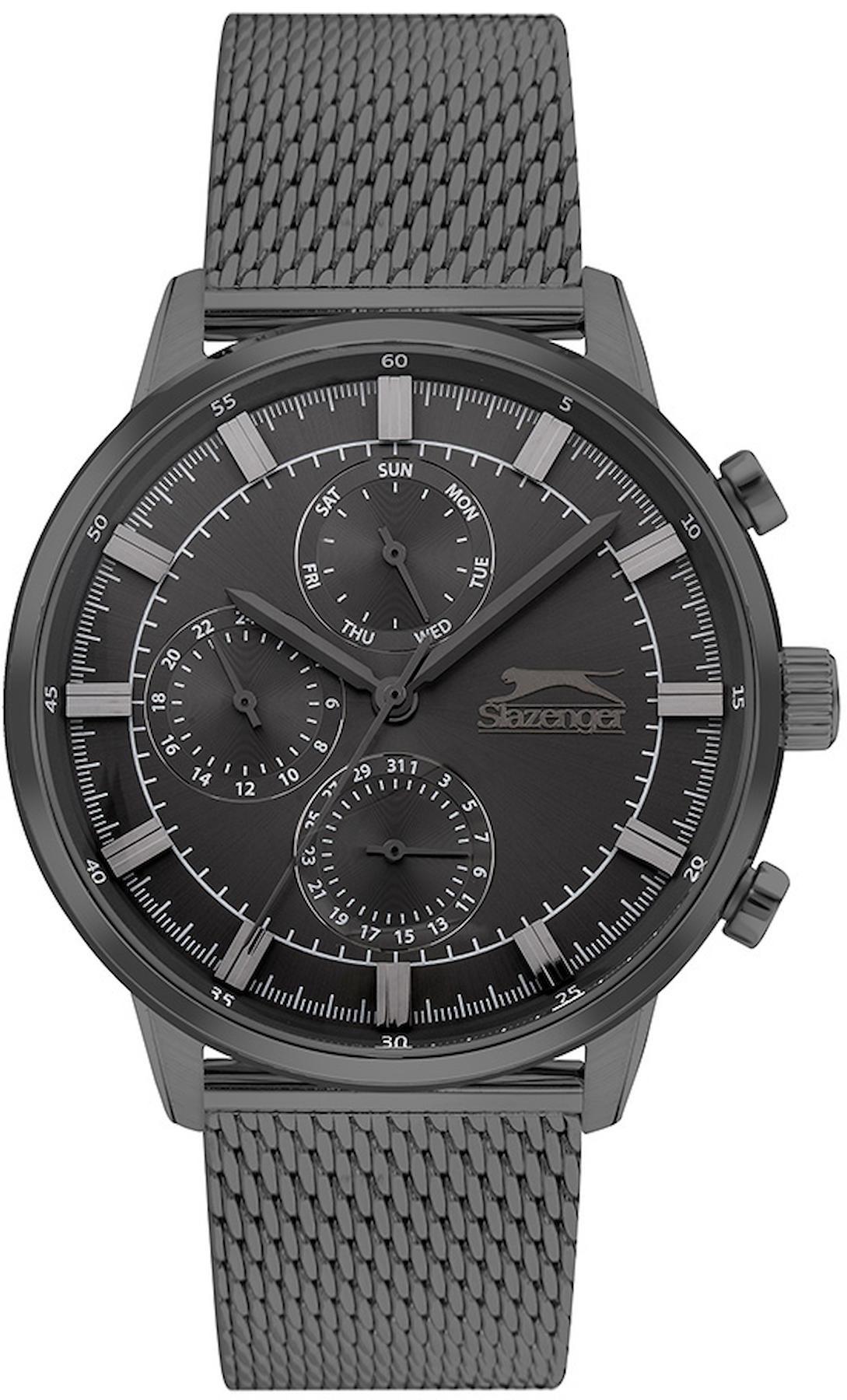 Slazenger SL.09.2262.2.04 Takvimli 44 mm Siyah Çelik Kordon Analog Erkek Kol Saati