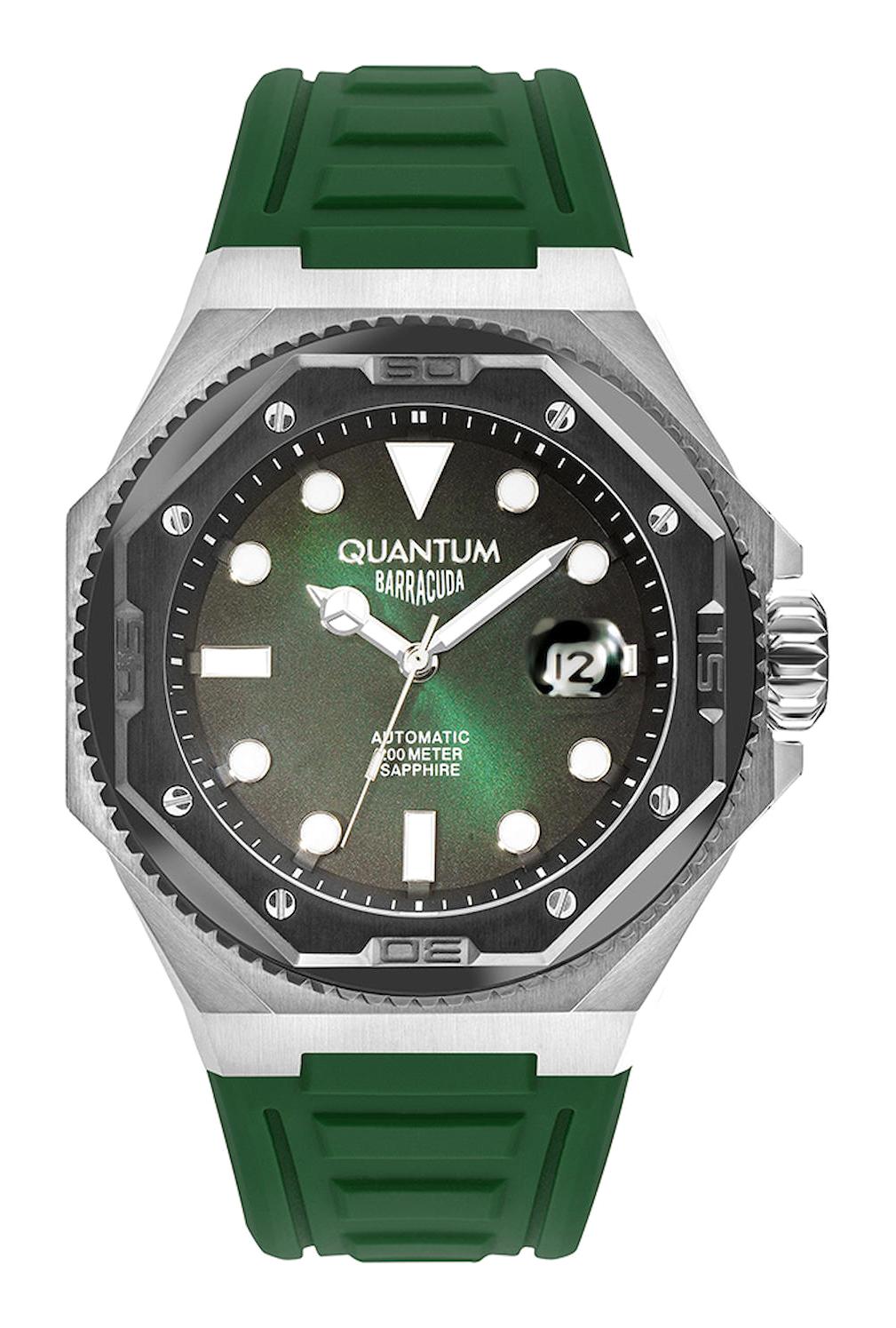 Quantum BAR1091.375 Takvimli 46-50 mm Yeşil Silikon Kordon Analog Erkek Kol Saati