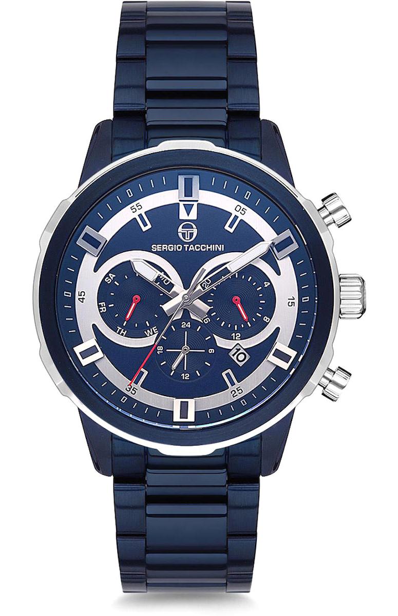 Sergio Tacchini ST.5.171.04 Takvimli 48 mm Lacivert Çelik Kordon Analog Erkek Kol Saati