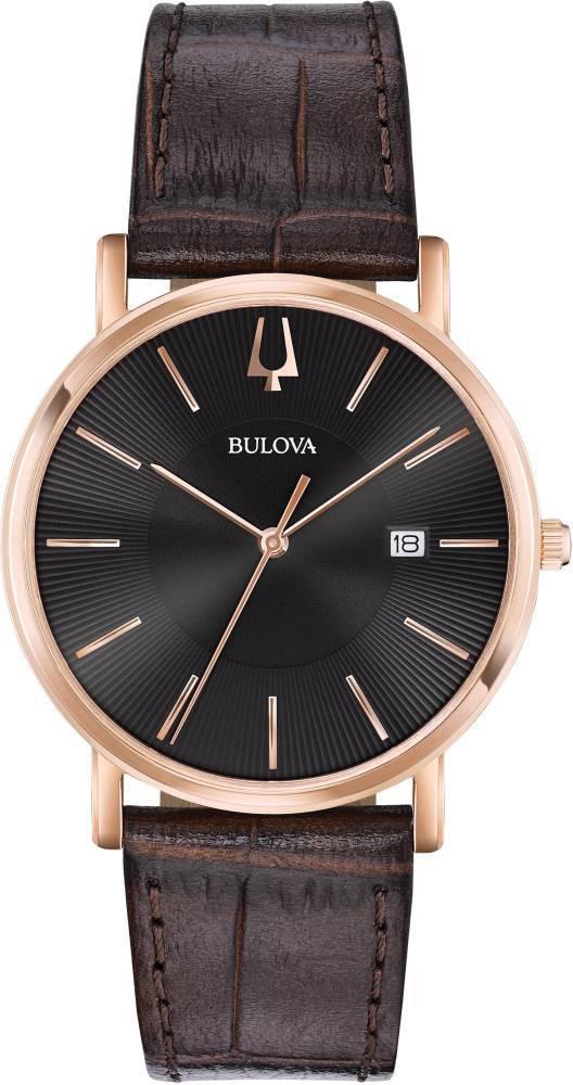 Bulova 97B165 Takvimli 37 mm Siyah Deri Kordon Analog Kol Saati