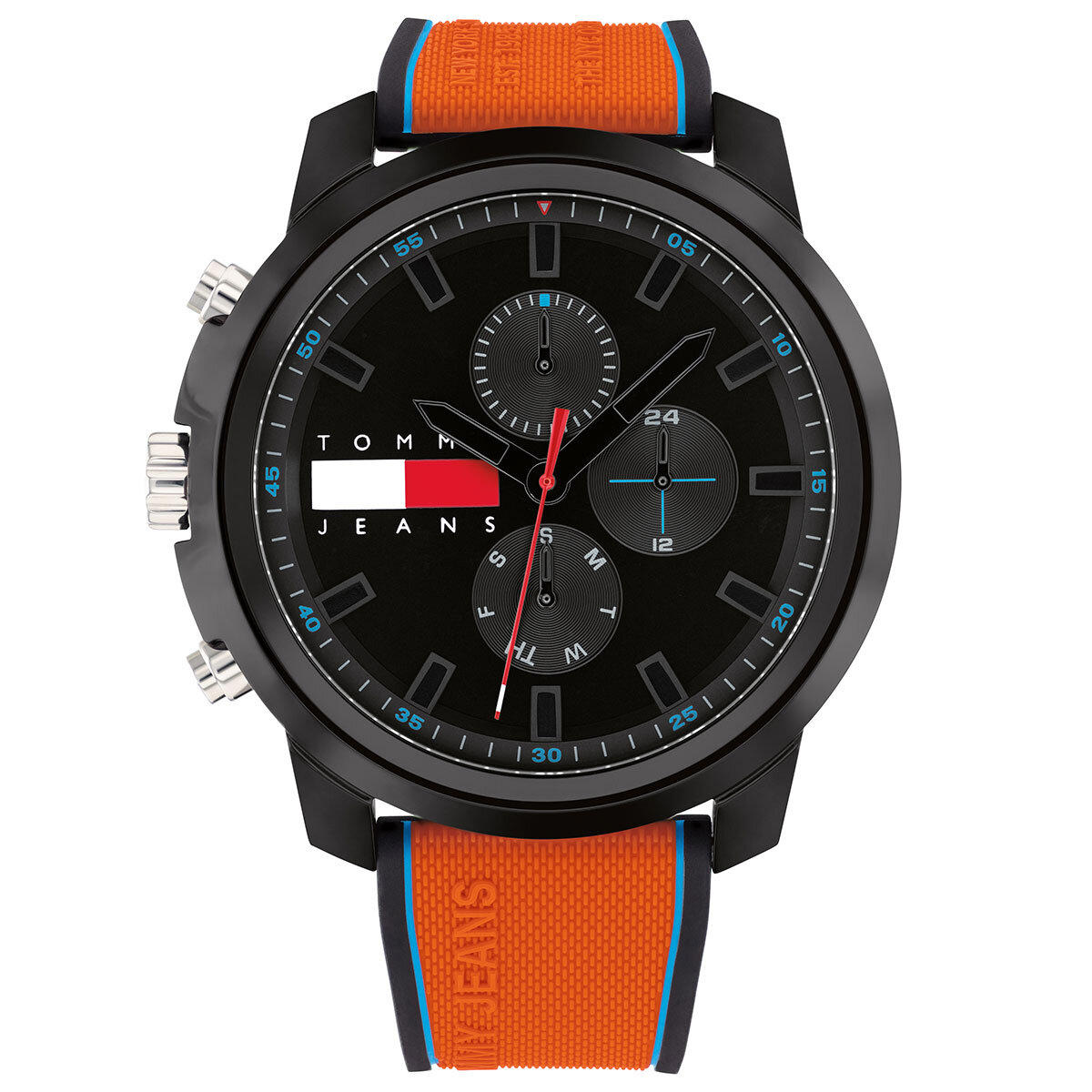 Tommy Hilfiger TH1710583 Takvimli 42 mm Turuncu Silikon Kordon Analog Erkek Kol Saati
