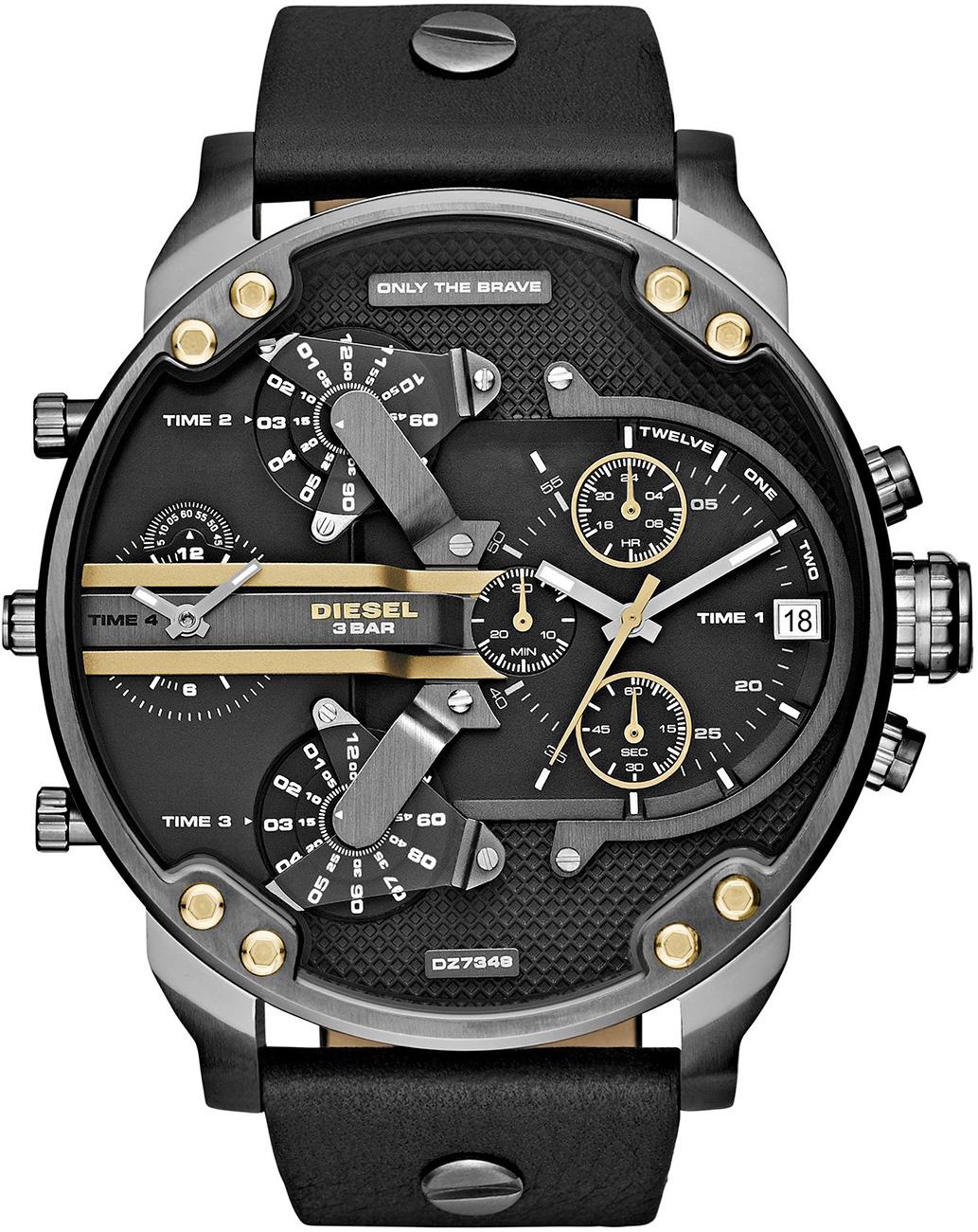 Diesel DZ7348 Takvimli 42 mm Siyah Deri Kordon Analog Kol Saati
