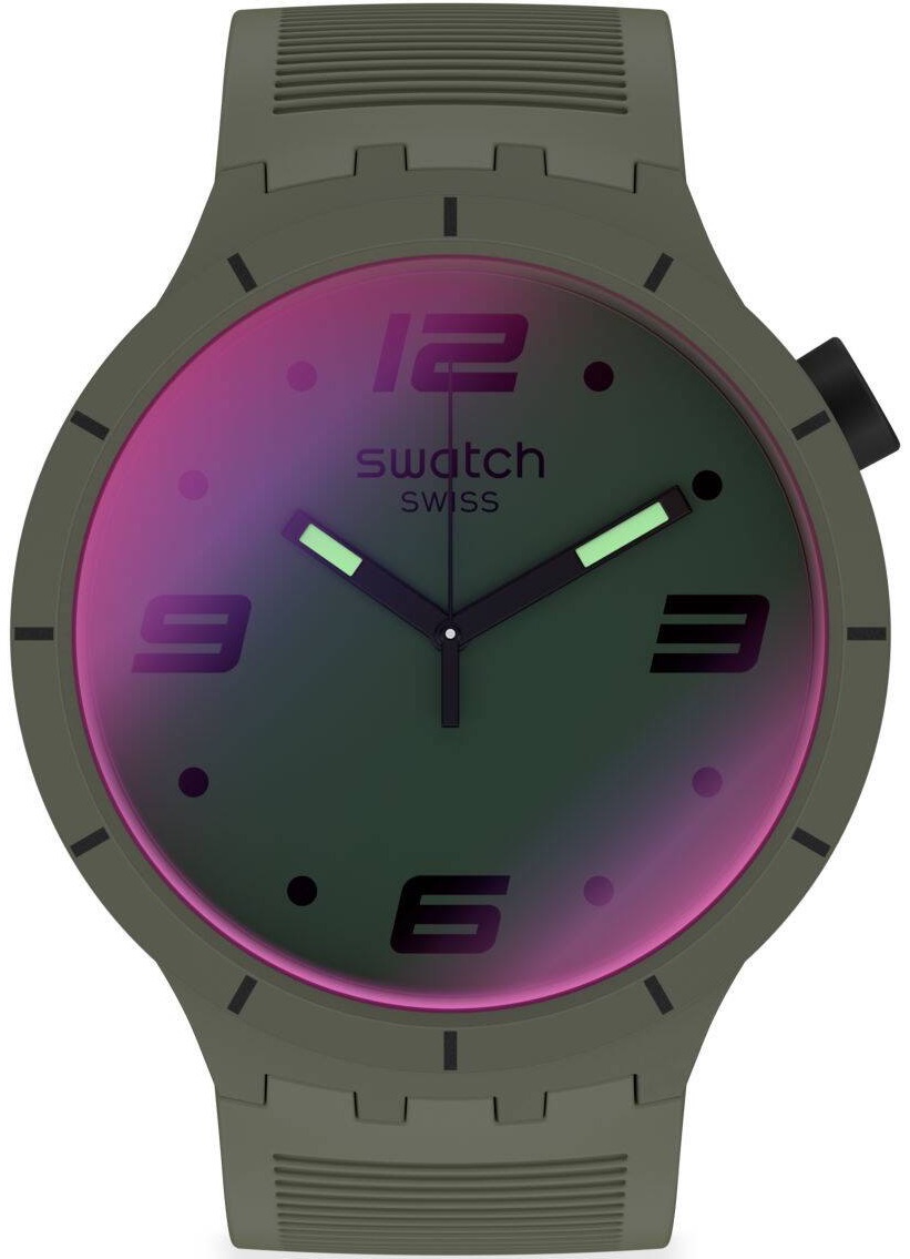 Swatch SO27M105 Takvimli 44 mm Haki Silikon Kordon Analog Kol Saati