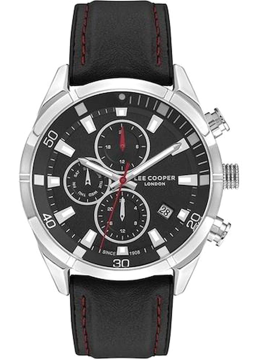 Lee Cooper LC07377.351 Takvimli 44 mm Siyah Deri Kordon Analog Erkek Kol Saati