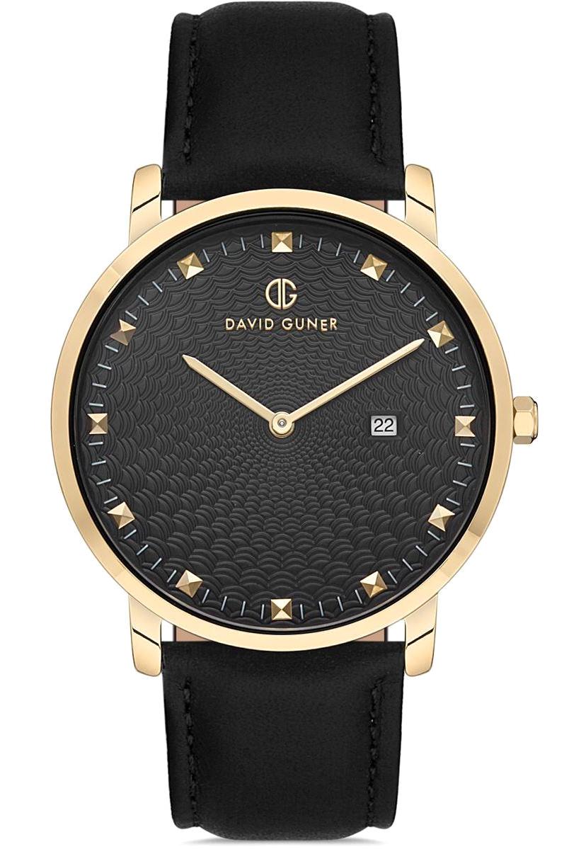 David Guner DG-8287GB2-N2 Takvimli 42 mm Siyah Deri Kordon Analog Erkek Kol Saati