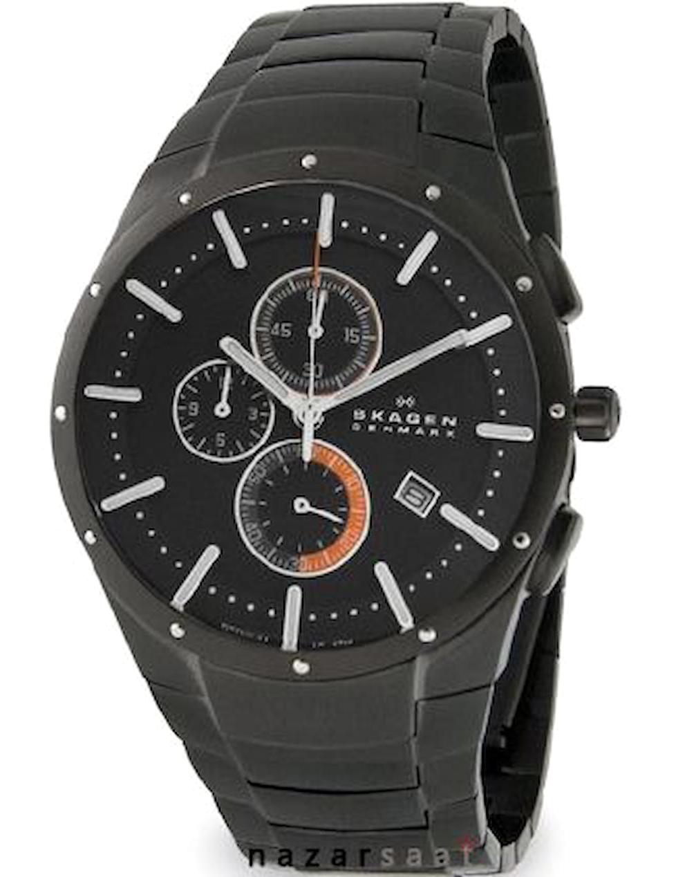 Skagen SKA692XXLTMXB Takvimli 43 mm Siyah Metal Kordon Analog Erkek Kol Saati