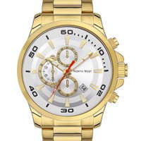 Northwest NW-2104-D Takvimli 41 mm Altın Çelik Kordon Analog Erkek Kol Saati