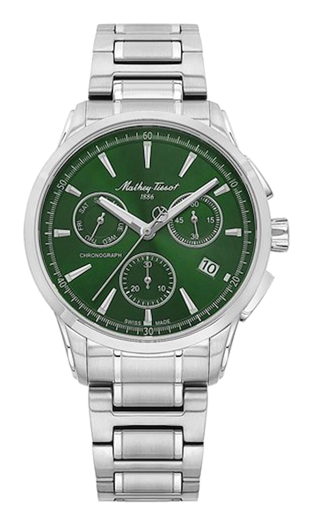 Mathey-Tissot H198CHAV Takvimli 42 mm Çelik Kordon Analog Kol Saati