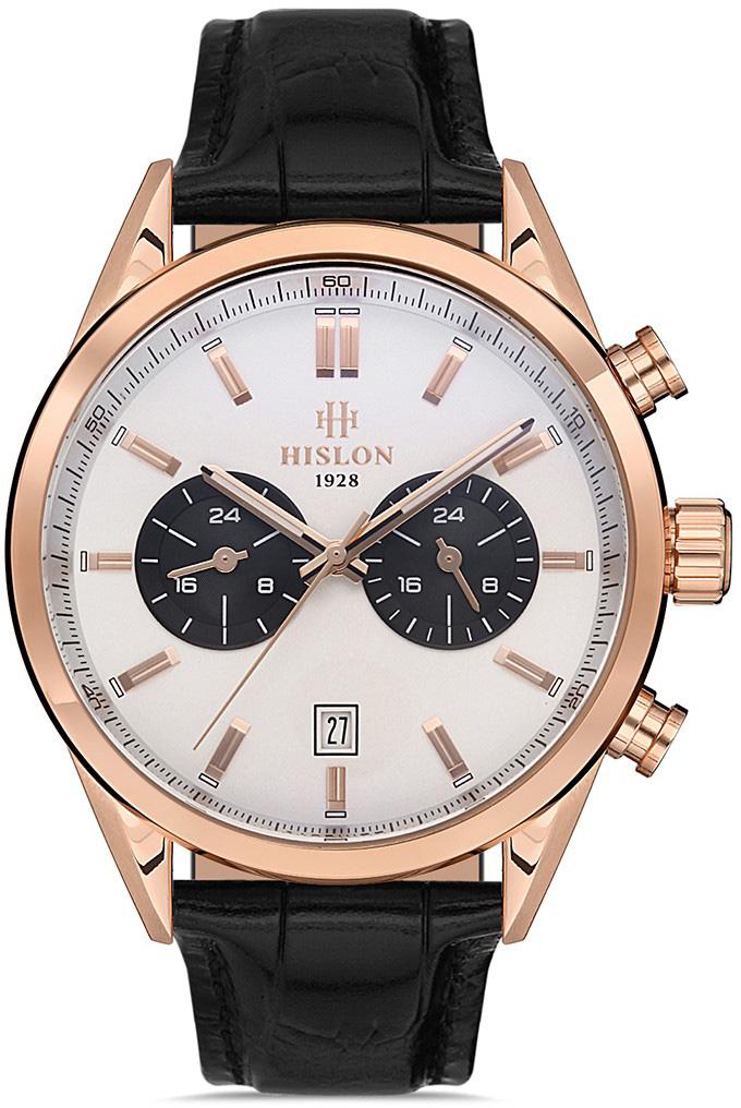 Hislon DT114R-02BR Takvimli 45 mm Siyah Çelik Kordon Analog Erkek Kol Saati