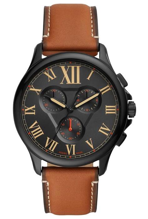 Fossil FFS5639 Takvimli 45 mm Kahverengi Deri Kordon Analog Erkek Kol Saati