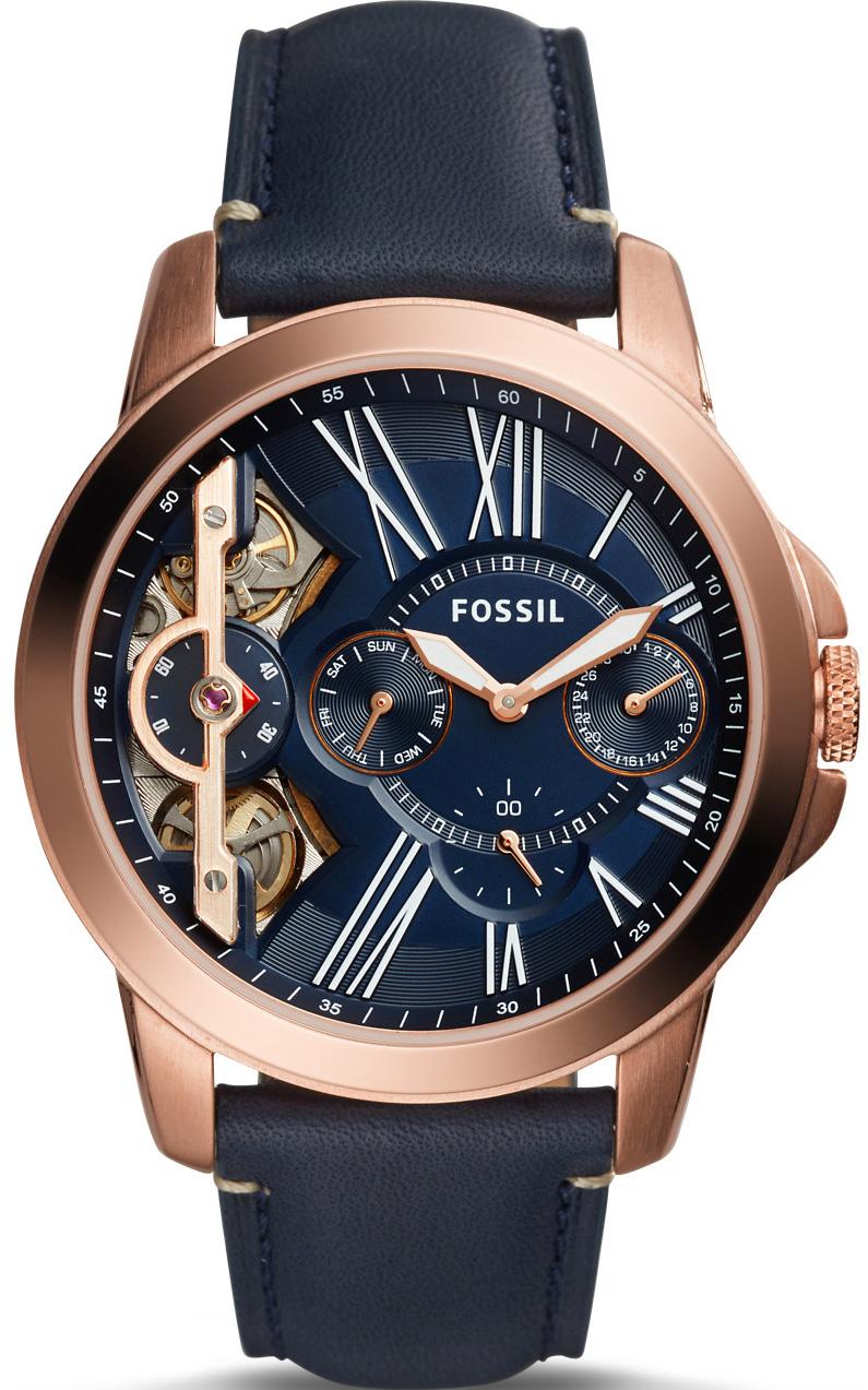 Fossil ME1162 Takvimli 44 mm Lacivert Deri Kordon Analog Kol Saati