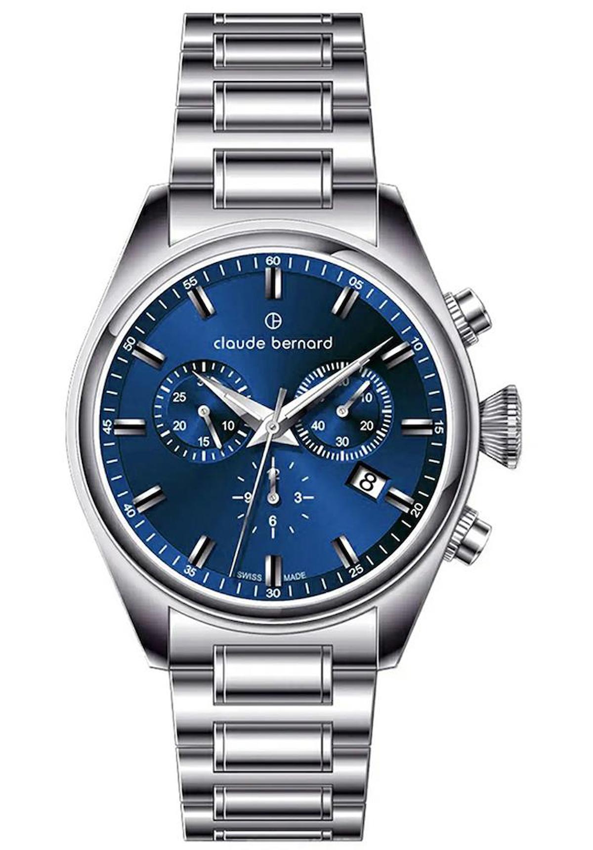 Claude Bernard CB.10254 Takvimli 42 mm Çelik Kordon Analog Erkek Kol Saati