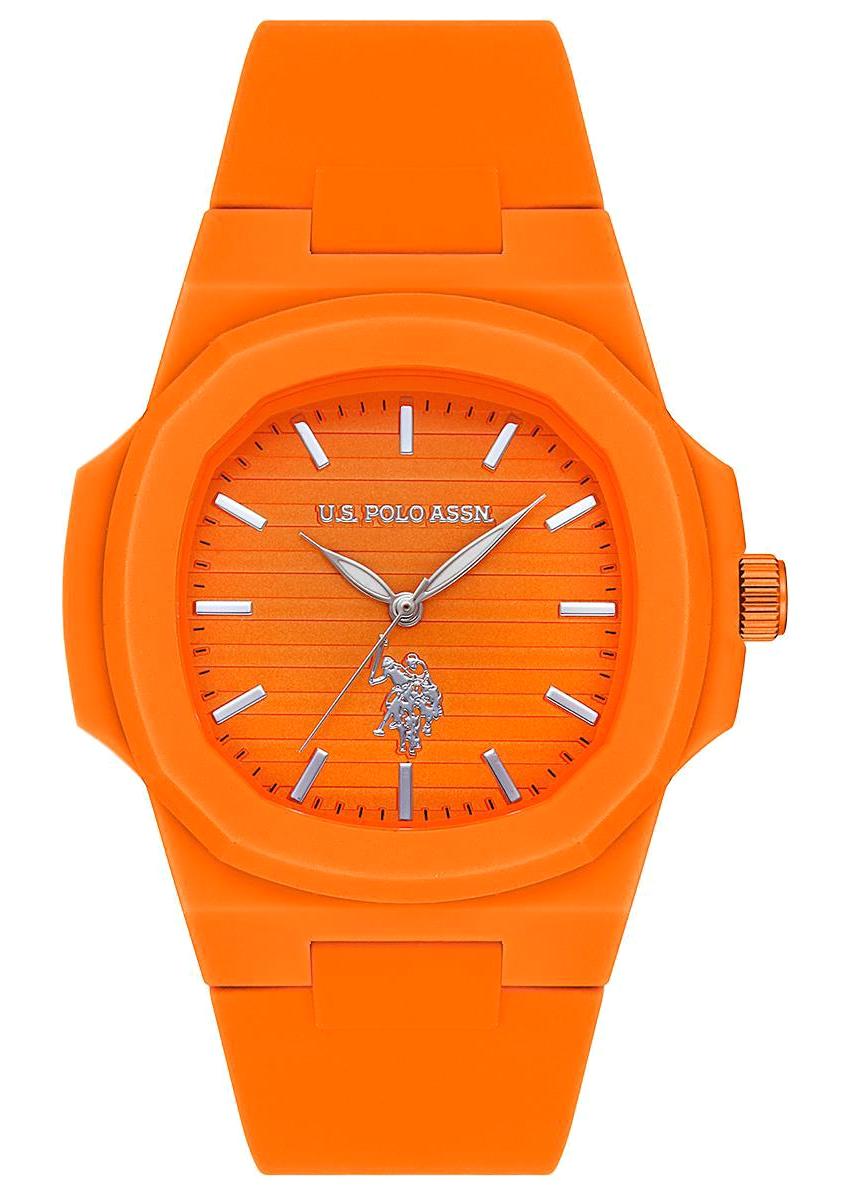 U.S. Polo Assn USPA1050-04 48 mm Turuncu Silikon Kordon Analog Erkek Kol Saati
