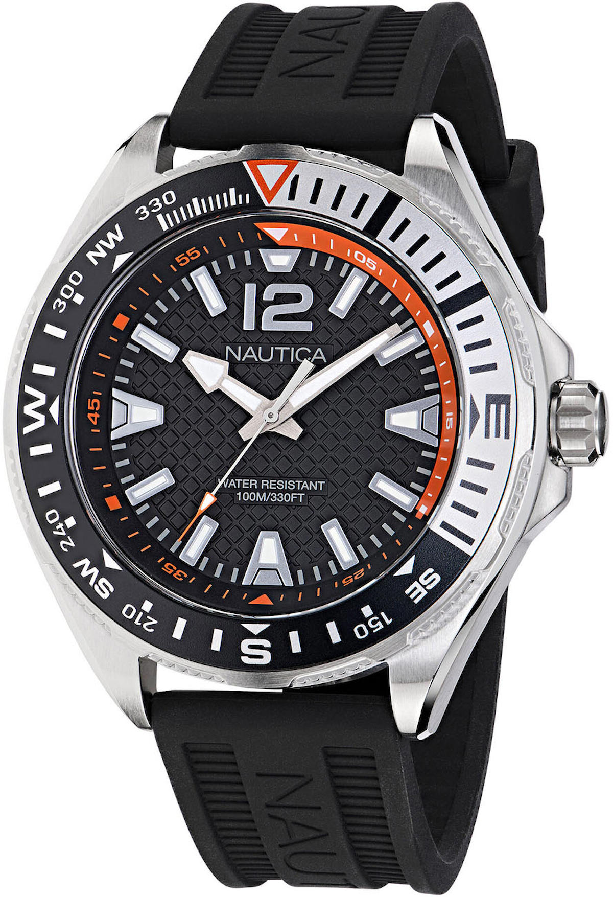 Nautica NAPCWF304 48 mm Siyah Silikon Kordon Analog Kol Saati
