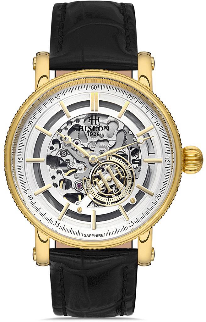 Hislon SD102G-16BG Siyah Deri Kordon Analog Kol Saati