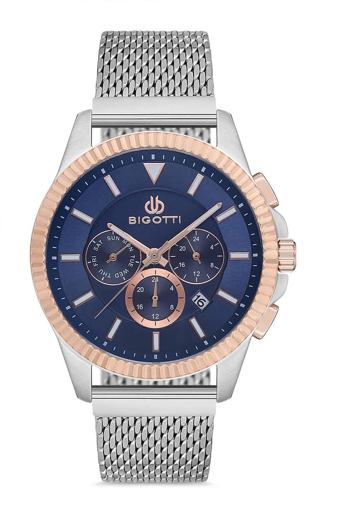 Bigotti BG.1.10122.4 Takvimli 44 mm Çelik Kordon Analog Erkek Kol Saati