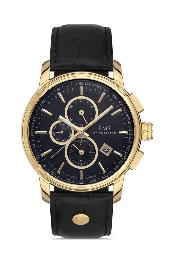 Romanson RMS.1.AG1049.15 Takvimli 44 mm Siyah Deri Kordon Analog Erkek Kol Saati