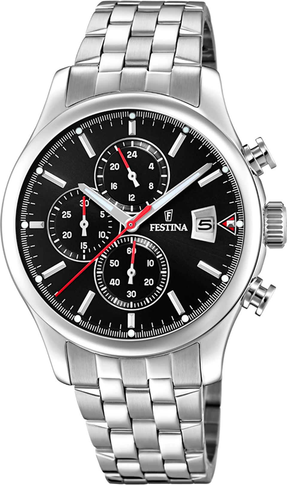 Festina F20374-3 Takvimli 43 mm Çelik Kordon Analog Kol Saati