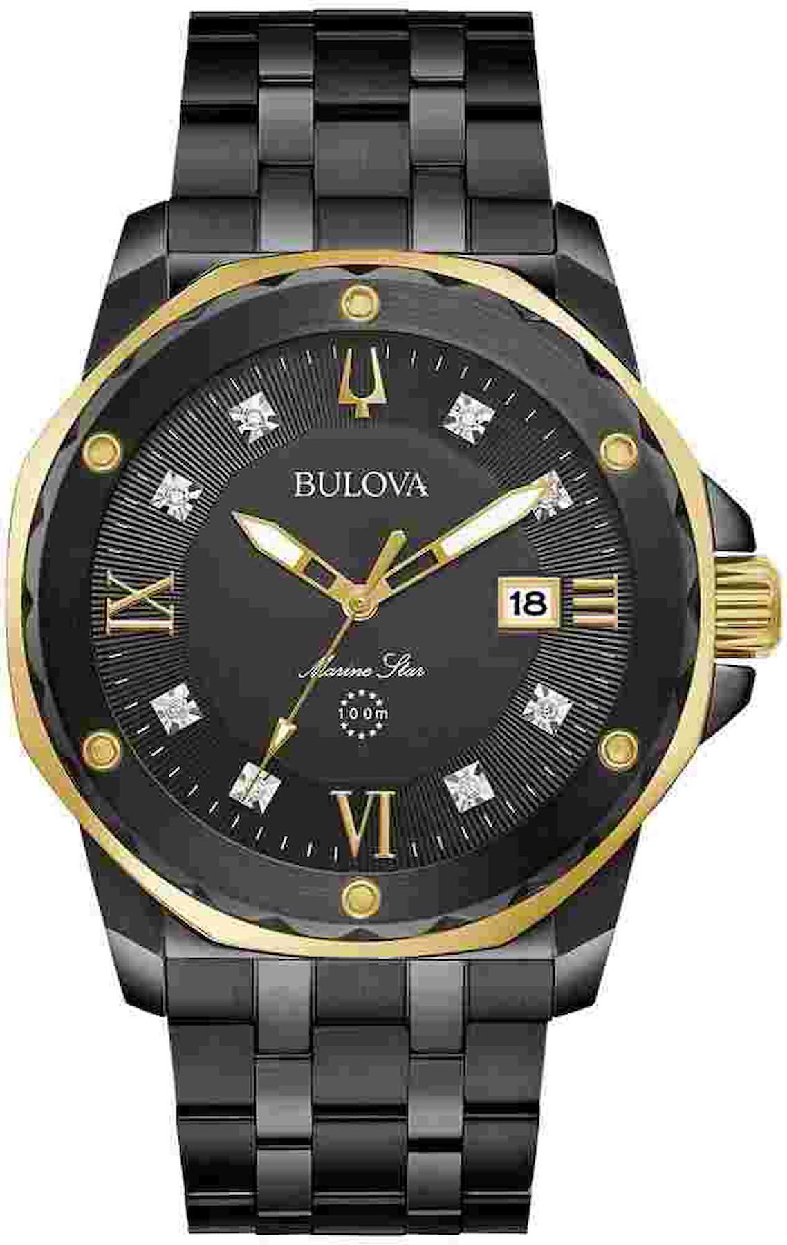 Bulova 98D176 Takvimli 45 mm Siyah Çelik Kordon Analog Kol Saati