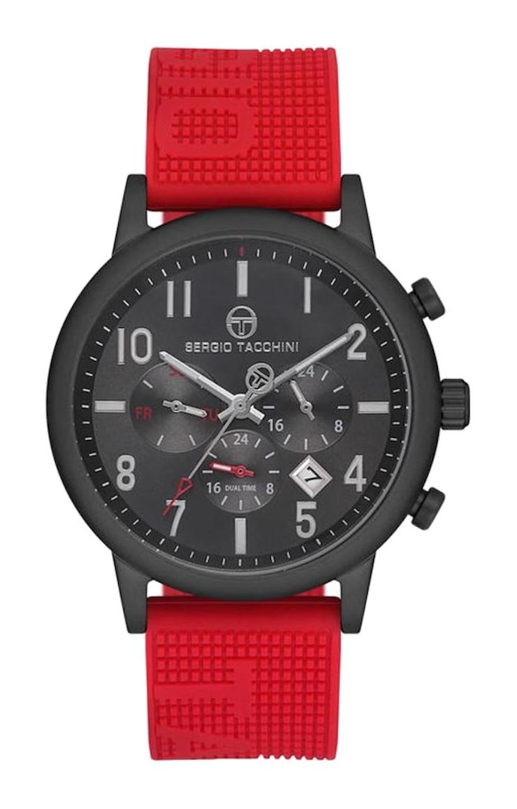 Sergio Tacchini ST.1.10105.1 Takvimli 45 mm Kırmızı Silikon Kordon Analog Erkek Kol Saati