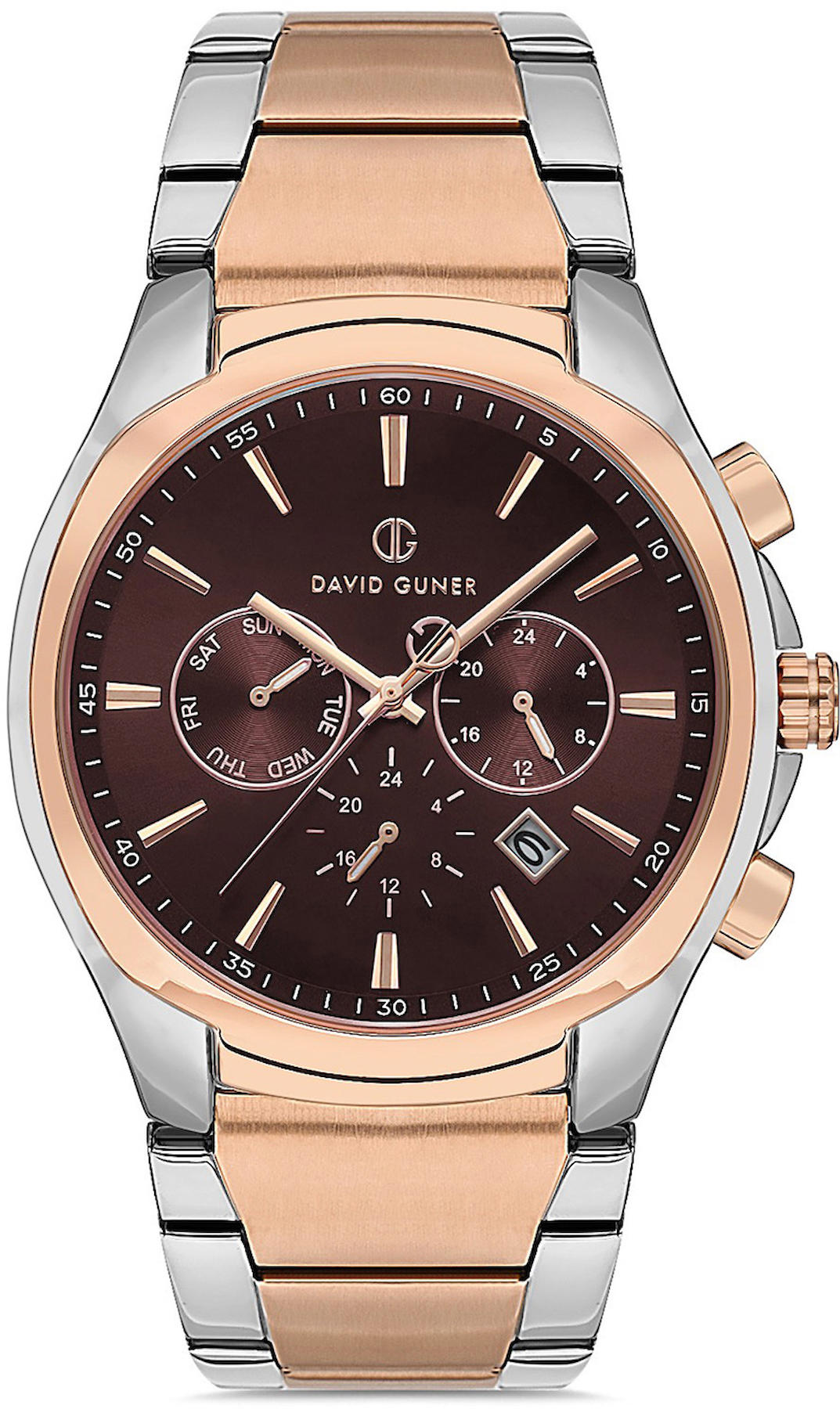 David Guner DG-8395GA-E6 Takvimli 42 mm Çelik Kordon Analog Kol Saati
