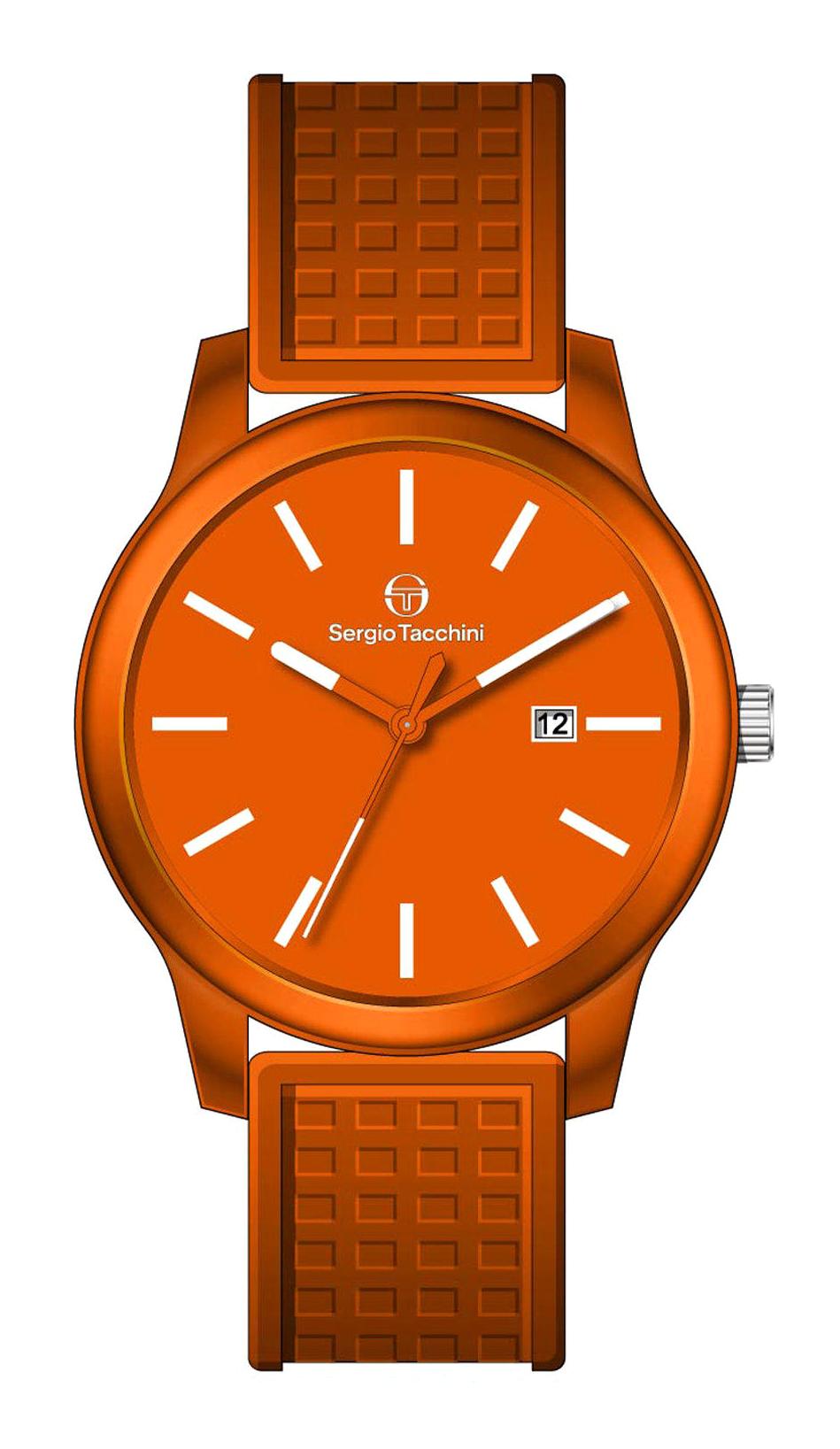 Sergio Tacchini ST.5.10002.6 Takvimli 42 mm Turuncu Silikon Kordon Analog Erkek Kol Saati