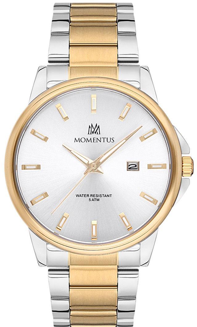 Momentus KC230T-02SG Takvimli 42 mm Altın-Çelik Kordon Analog Erkek Kol Saati