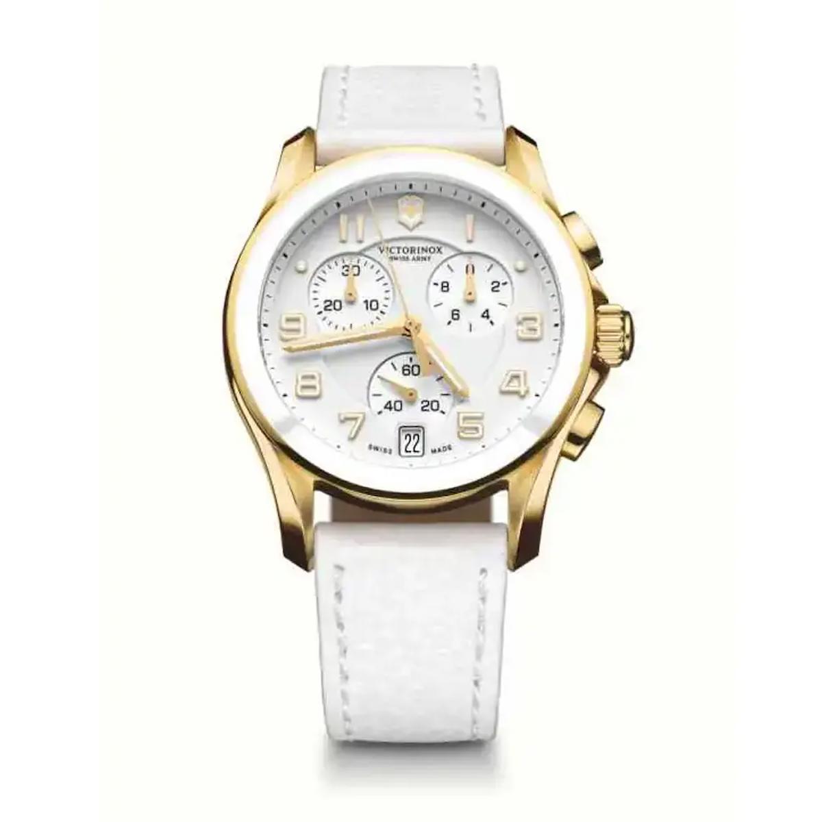 Victorinox Swiss Army 241511 Pusulalı Takvimli 41 mm Beyaz Deri Kordon Analog Kol Saati