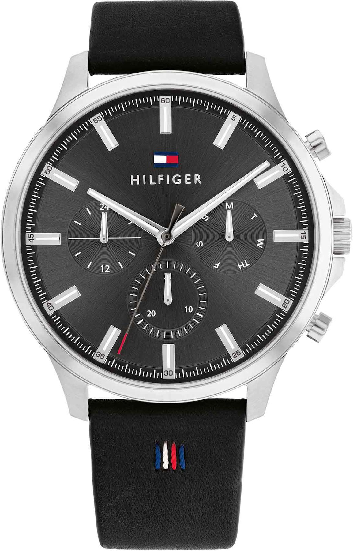 Tommy Hilfiger TH1710495 Takvimli 44 mm Siyah Deri Kordon Analog Erkek Kol Saati