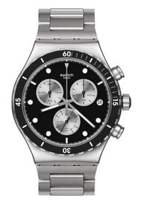 Swatch YVS487G Takvimli 44 mm Gri Silikon Kordon Analog Erkek Kol Saati