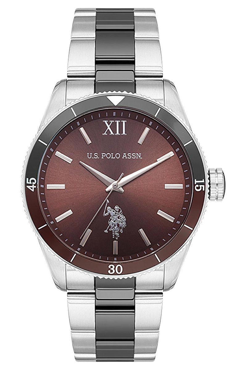 U.S. Polo Assn USPA1061-06 42 mm Füme Çelik Kordon Analog Erkek Kol Saati