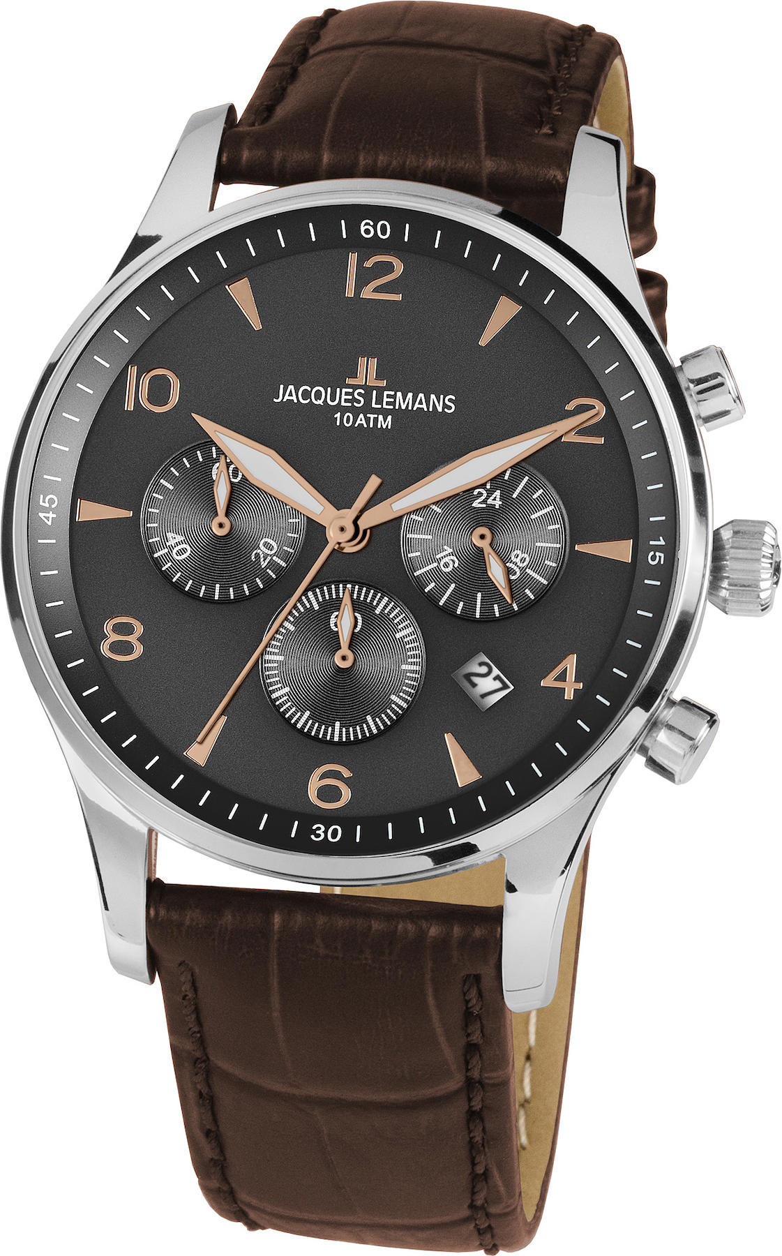 Jacques Lemans LONDON 1-1654.2ZK Takvimli 40 mm Kahverengi Çelik Kordon Analog Erkek Kol Saati