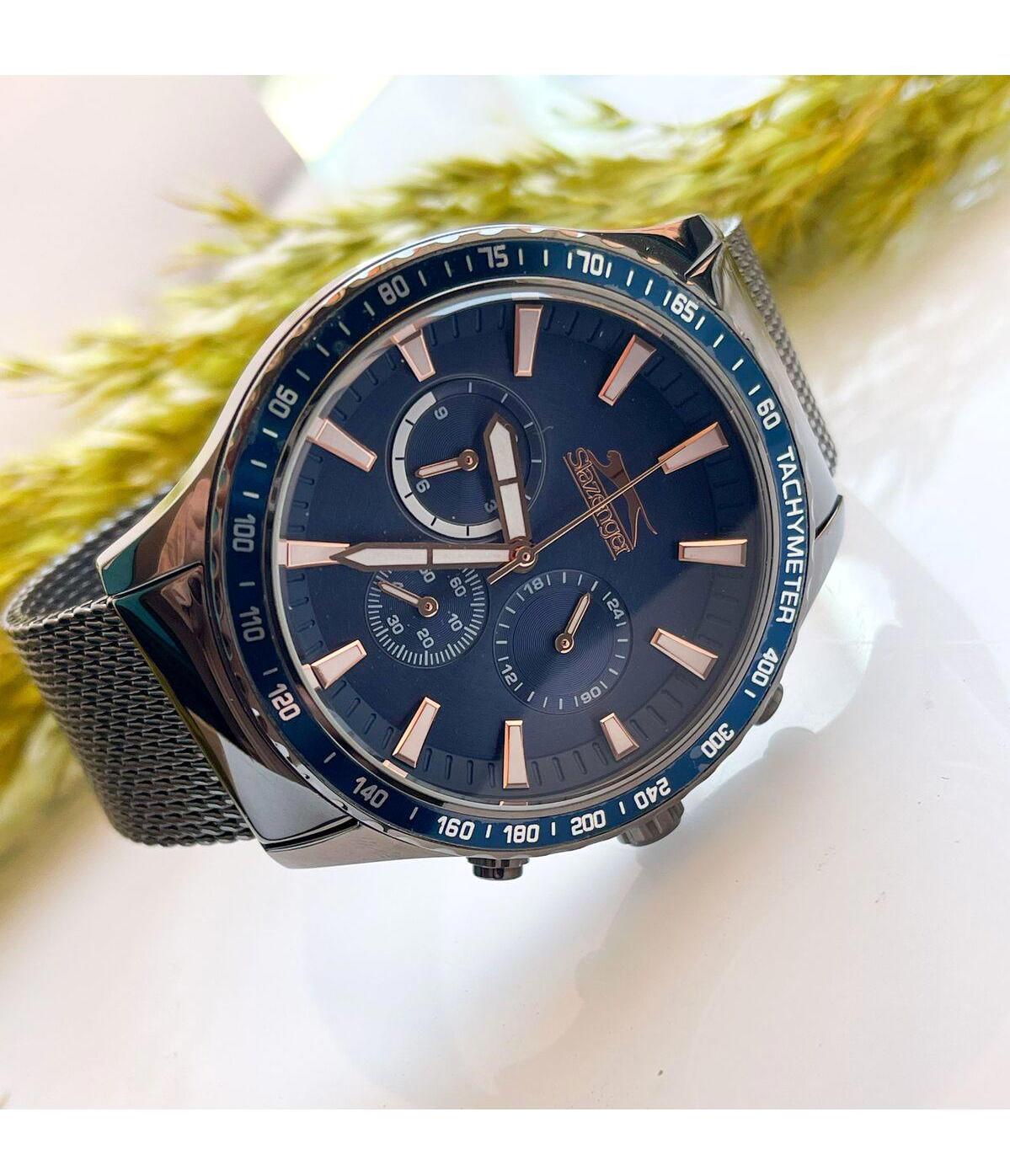 Slazenger SL.09.1606.2.01 Takvimli 45 mm Siyah Çelik-Hasır Kordon Analog Erkek Kol Saati