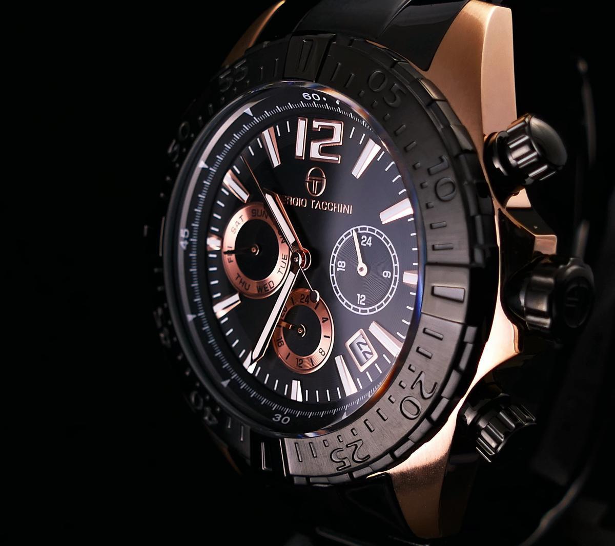 Sergio Tacchini ST.18.105.03 Takvimli 55 mm Siyah Çelik Kordon Analog Kol Saati