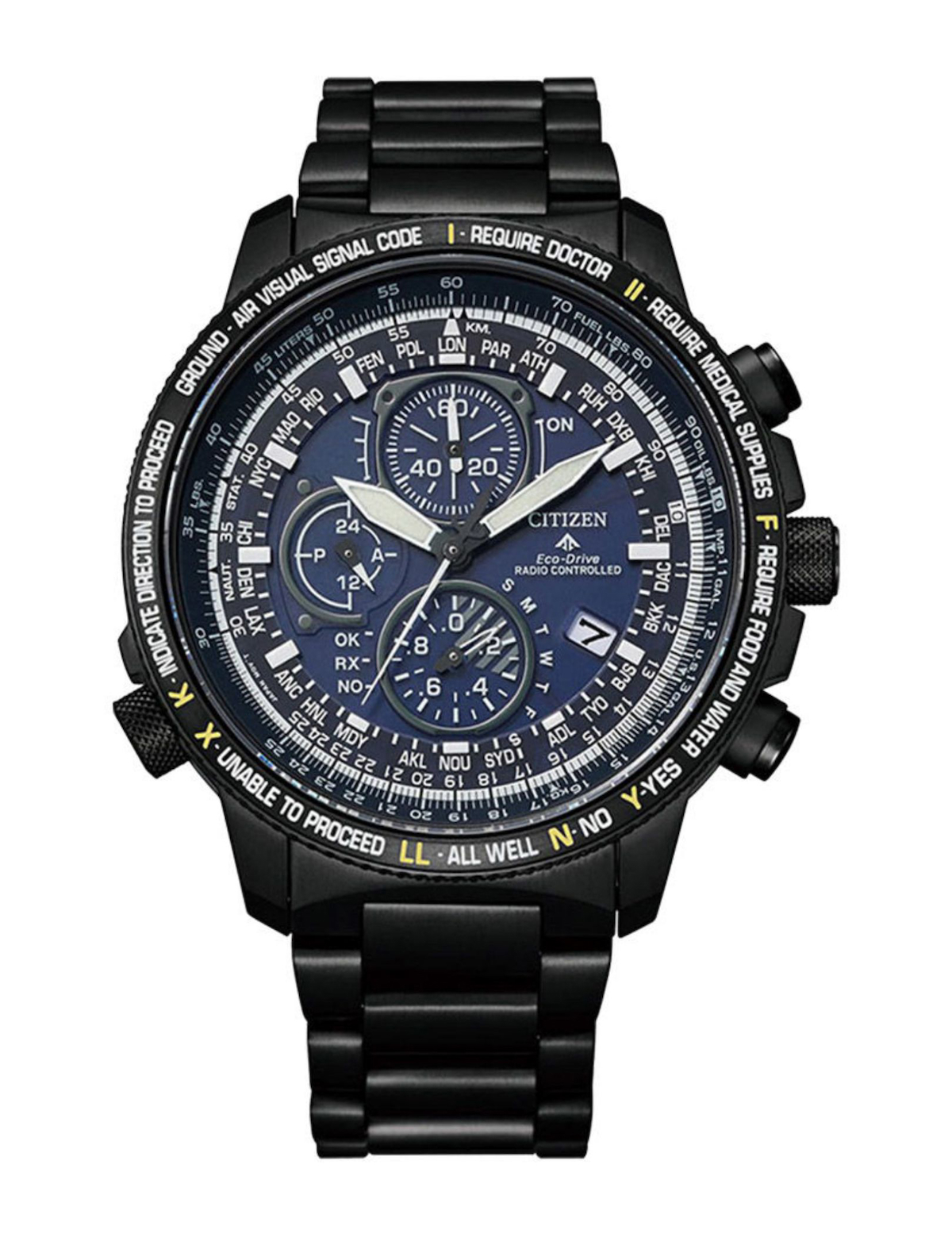 Citizen AT8195-85L Takvimli 45 mm Siyah Titanyum Kordon Analog Kol Saati