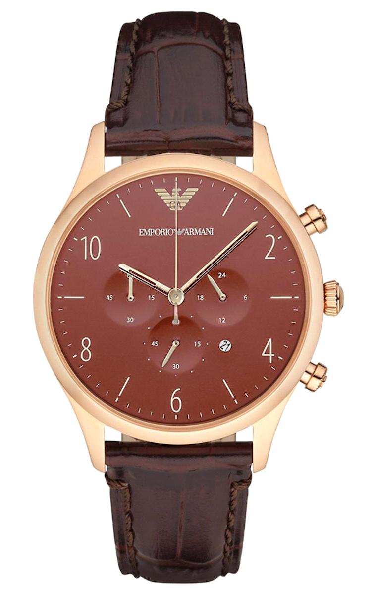 Emporio Armani AR1890 Takvimli 42 mm Kahverengi Deri Kordon Analog Kol Saati