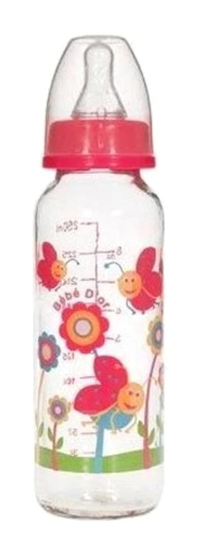 Bebedor 31302 Cam 3+ Ay Desenli Kırmızı Biberon 250 ml