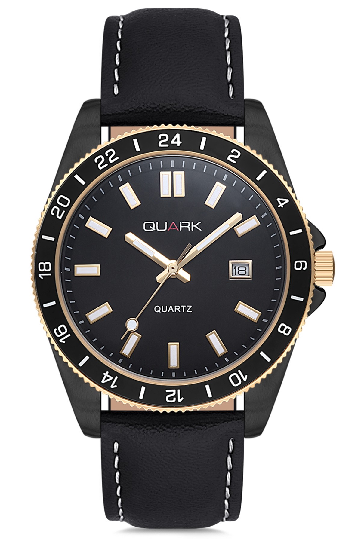 Quark QC-420BL-1A9 Takvimli 43 mm Siyah Deri Kordon Analog Kol Saati