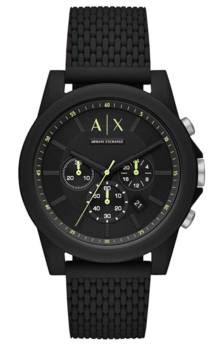 Armani Exchange AX1344 Takvimli 44 mm Siyah Silikon Kordon Analog Erkek Kol Saati
