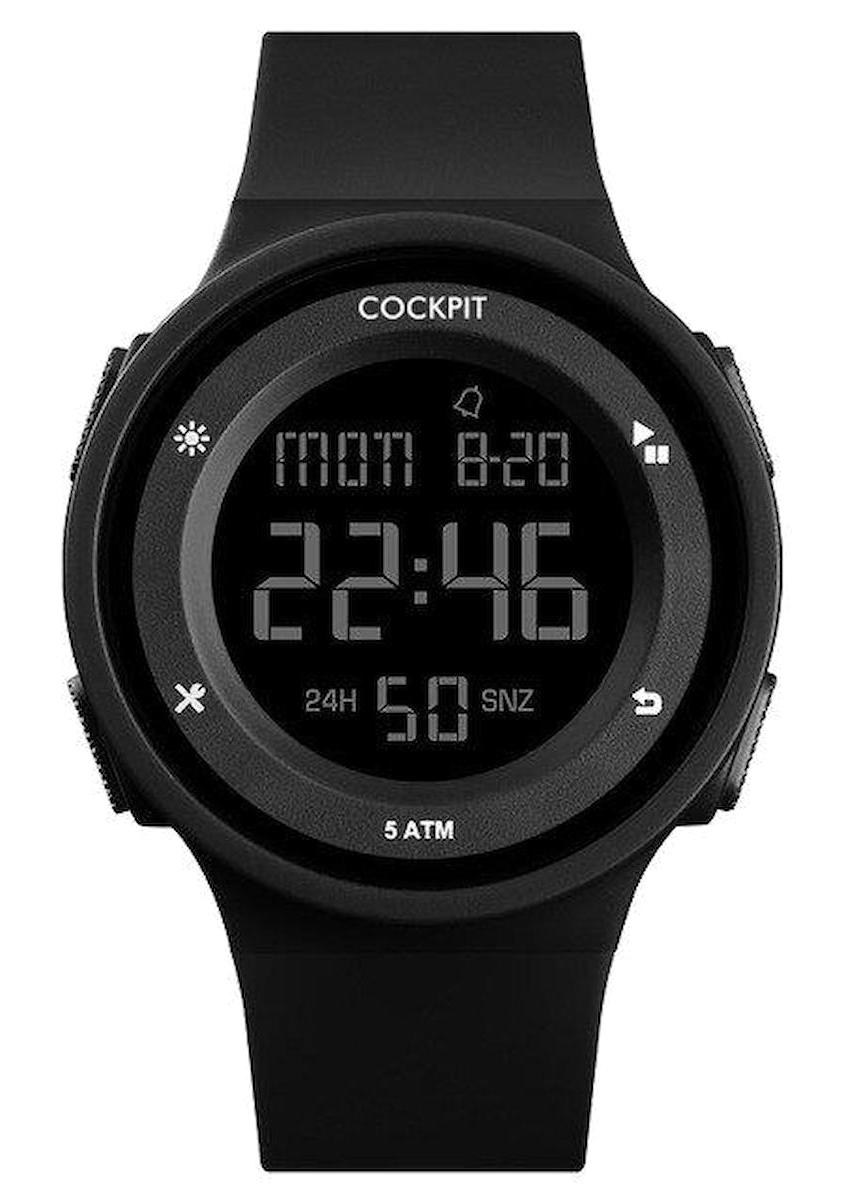 Cockpit CK-2445BK Takvimli 42 mm Siyah Silikon Kordon Dijital Erkek Kol Saati