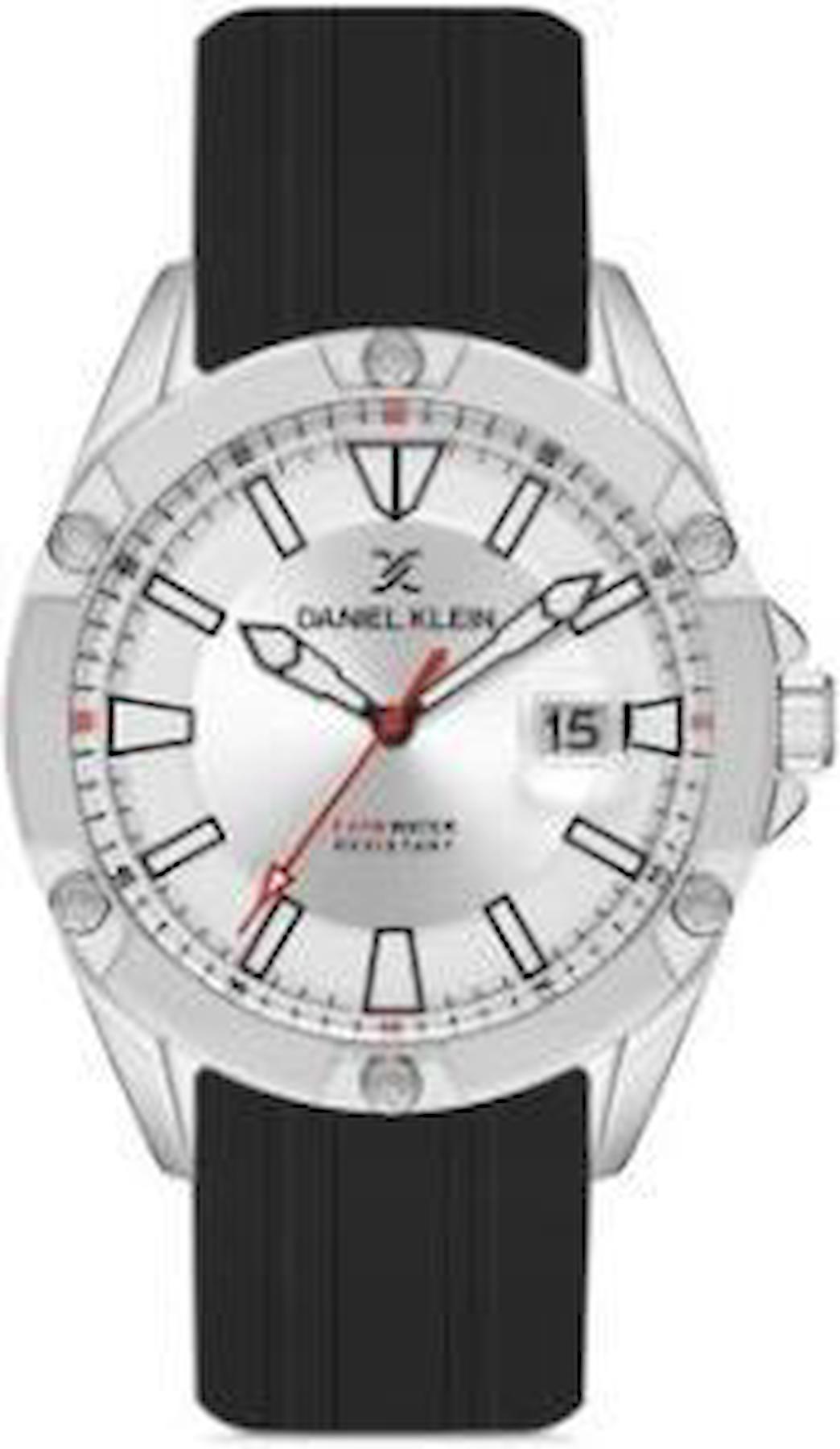 Daniel Klein DK.1.13027.1 Takvimli 45 mm Siyah Silikon Kordon Analog Erkek Kol Saati