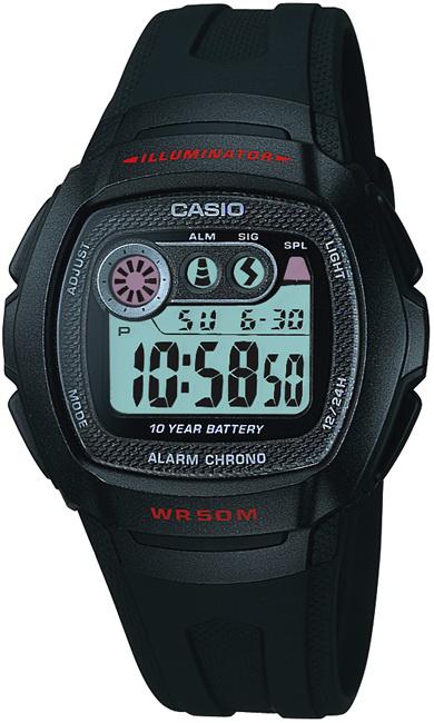 Casio W-210-1C Takvimli Siyah Silikon Kordon Dijital Kol Saati