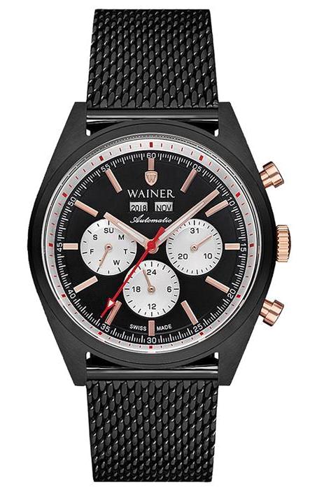 Wainer WA.25920-A Pusulalı Takvimli 42 mm Siyah Çelik Kordon Analog Erkek Kol Saati