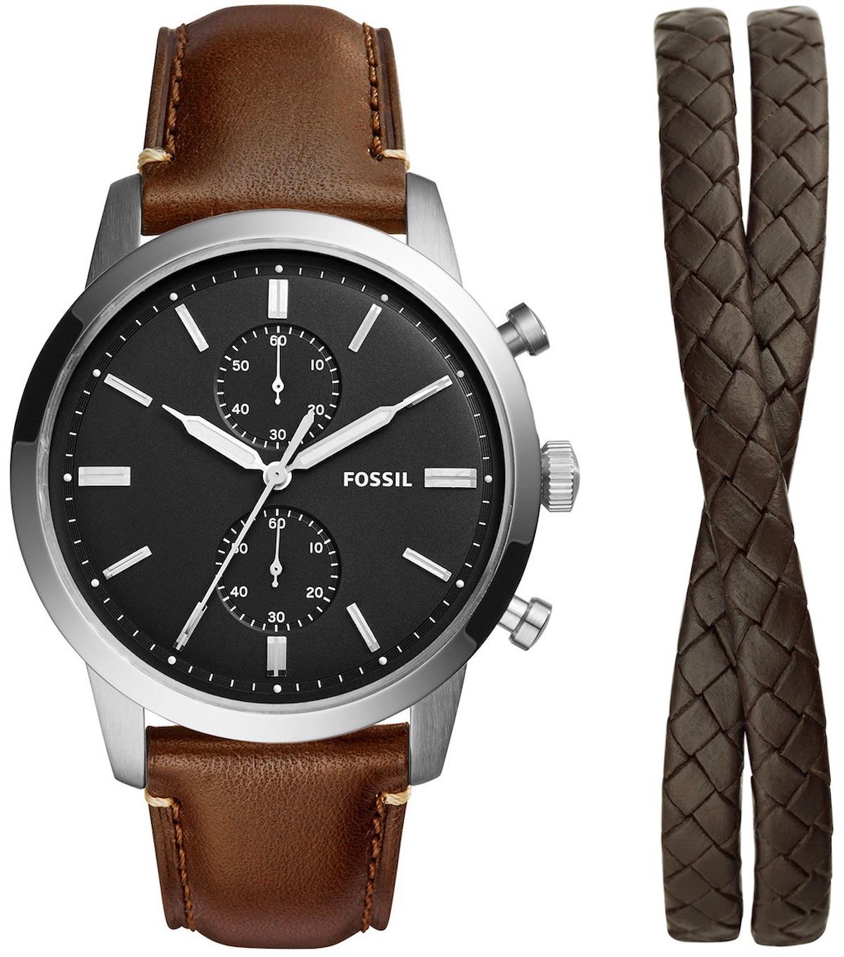Fossil FFS5967SET 44 mm Kahverengi Deri Kordon Analog Erkek Kol Saati