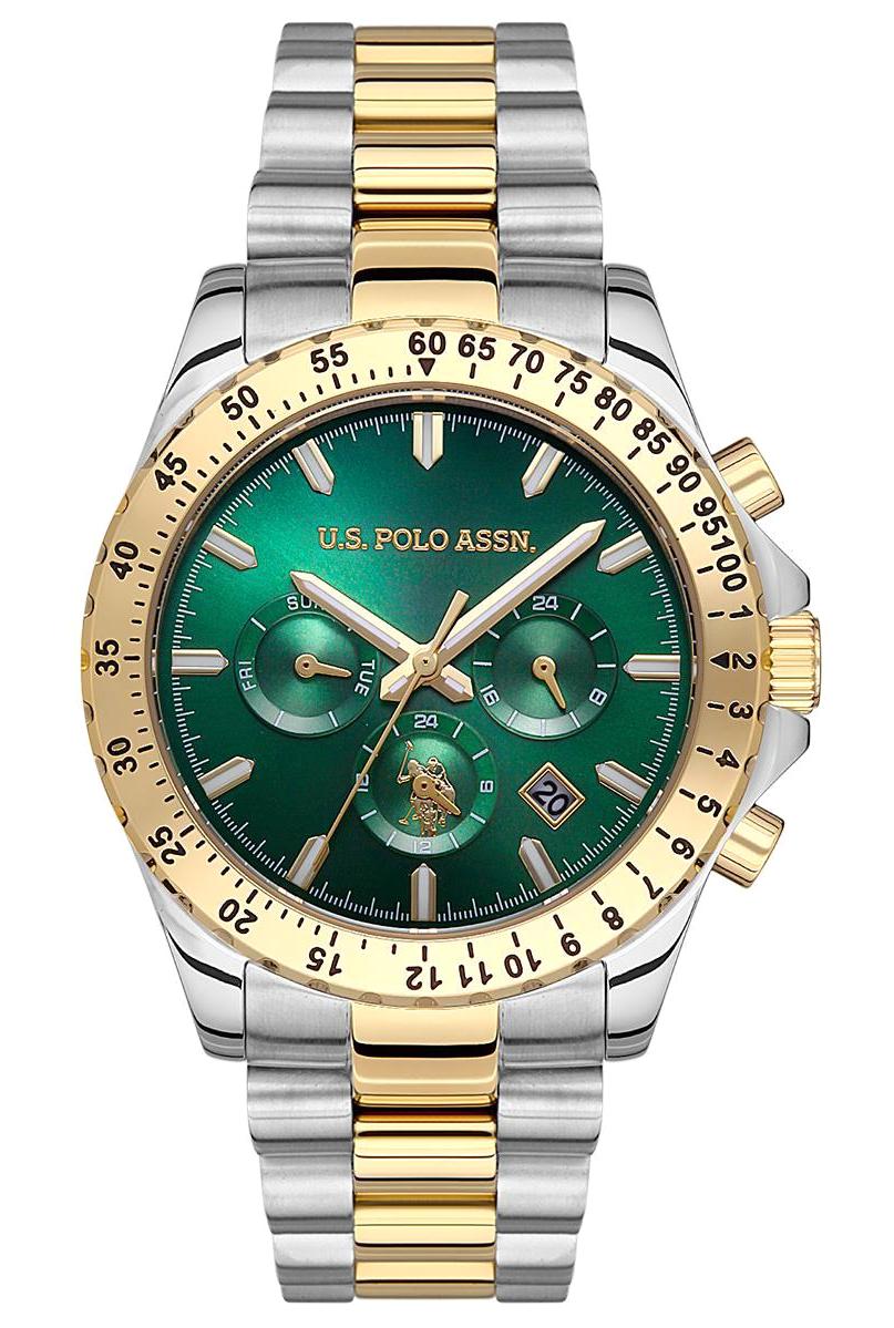 U.S. Polo Assn USPA1052-06 Takvimli 42 mm Altın-Çelik Kordon Analog Erkek Kol Saati