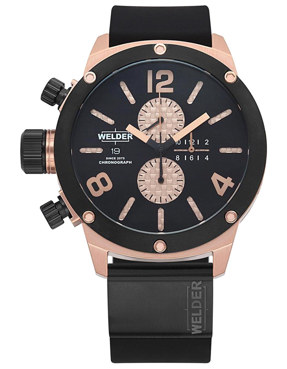 Welder Watch WRK1004 Pusulalı Takvimli 47 mm Siyah Silikon Kordon Analog Erkek Kol Saati